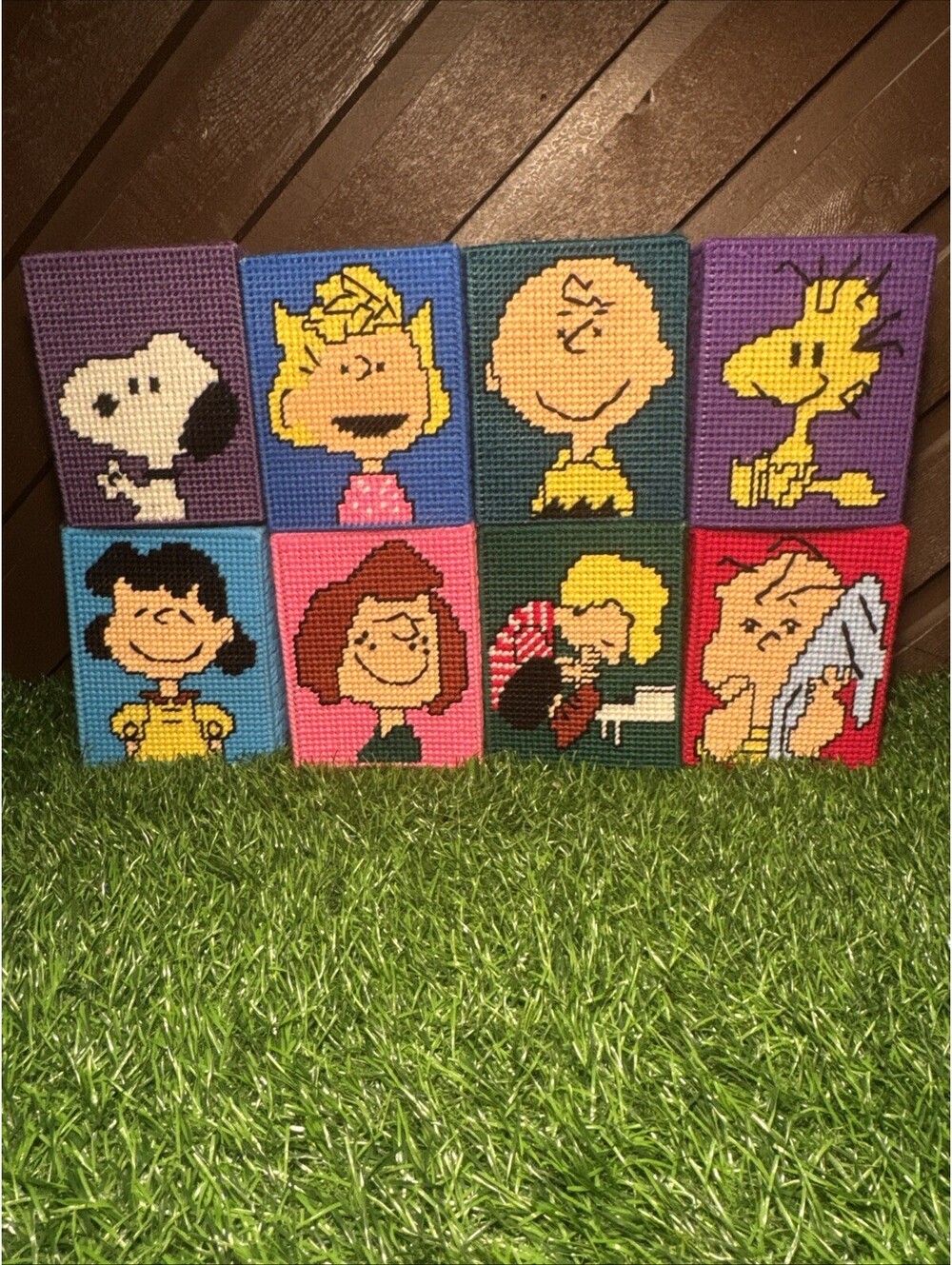 Vtg Peanuts Plastic Canvas Tissue Box Covers Lot of 8 Charlie Brown Snoopy Lucy
